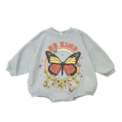 Baby boho butterfly Oversized Sweatshirt Romper/baby clothes/baby sweatshirt/bubble/baby sweater/baby gift/onesie/shower, baby girl, infant