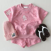 Baby and kids teddy bear print cotton Summer Clothing set, Toddler Clothes, outfit, shirt, shorts, baby boy, baby clothes, baby shower, gift