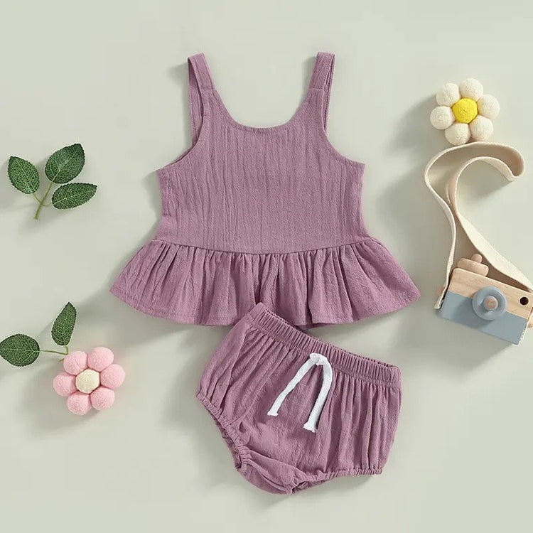 Checkered Ruffled Tank Set - Hippo Boutique