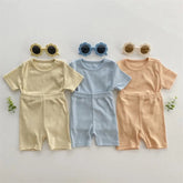Baby and kids unisex Ribbed Bamboo Clothing set, outfit, shirt, shorts, summer, baby girl, baby gift, newborn, tshirt, crewneck, baby boy - Hippo Boutique