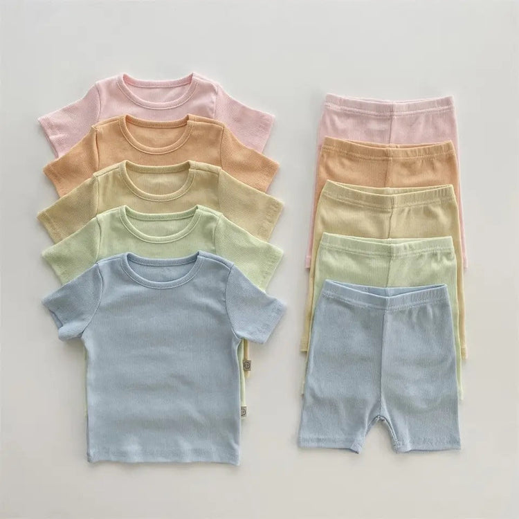Baby and kids unisex Ribbed Bamboo Clothing set, outfit, shirt, shorts, summer, baby girl, baby gift, newborn, tshirt, crewneck, baby boy - Hippo Boutique