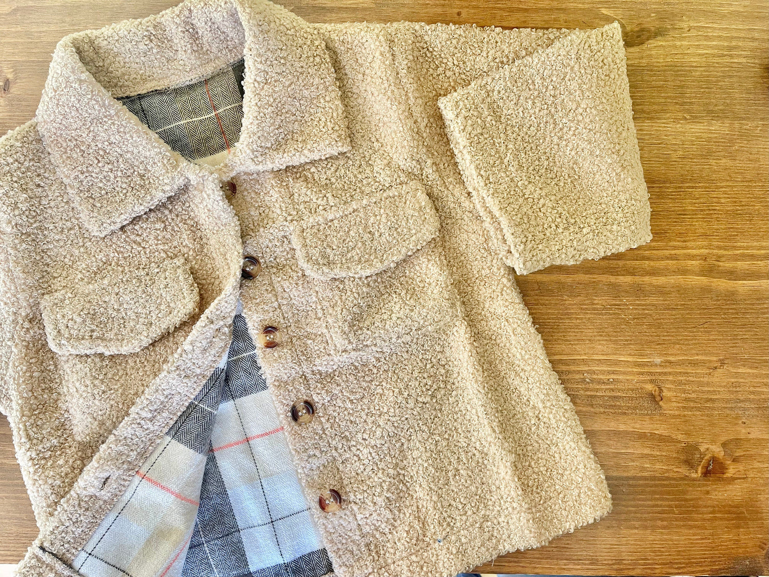 Fuzzy Plaid Jacket - Hippo Boutique