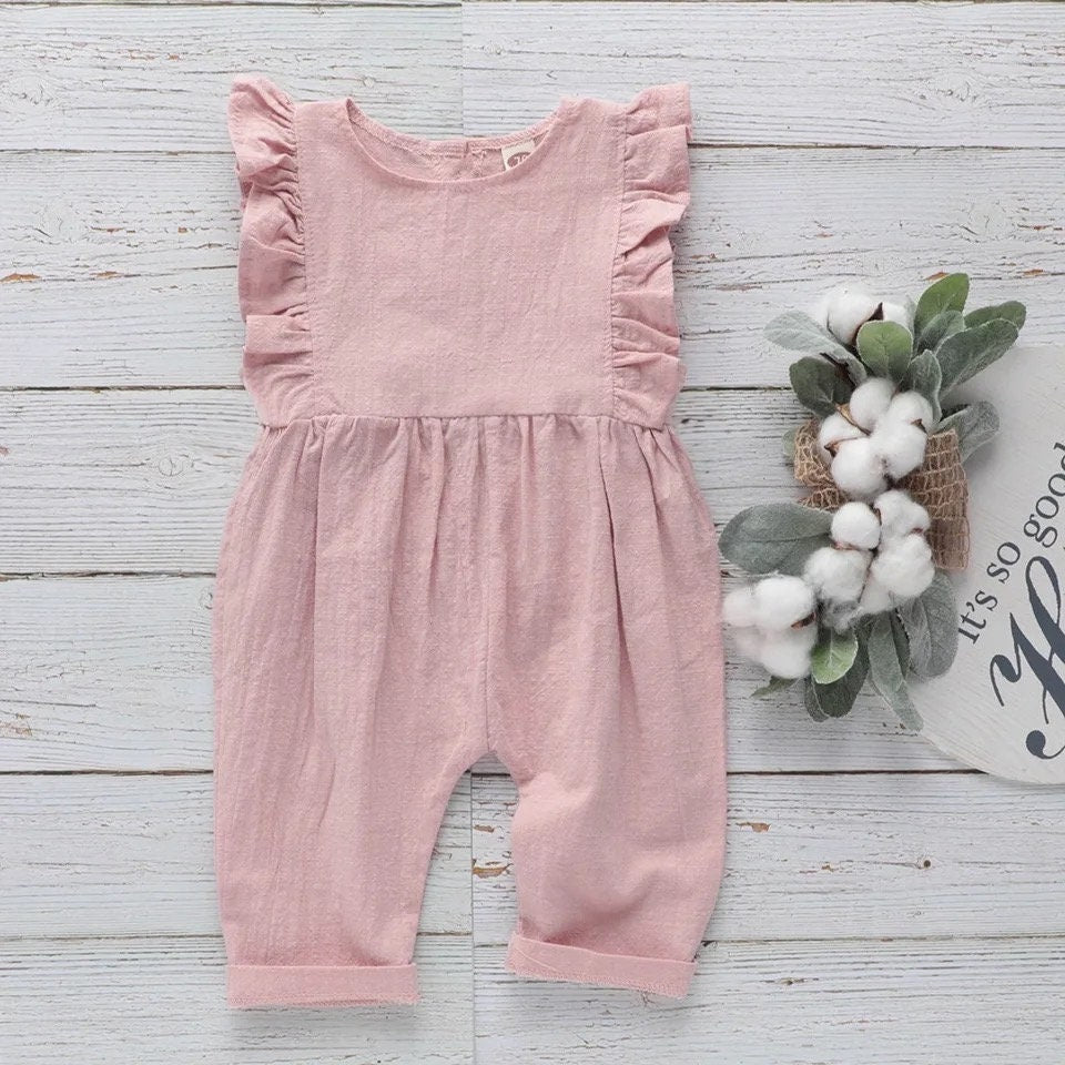 Ruffled sleeveless cotton dress romper - Hippo Boutique