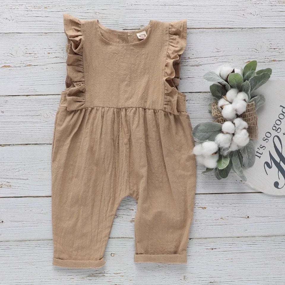 Ruffled sleeveless cotton dress romper - Hippo Boutique