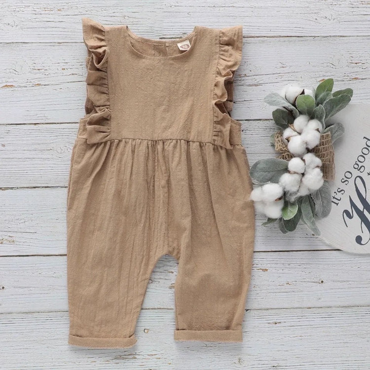 Ruffled sleeveless cotton dress romper - Hippo Boutique