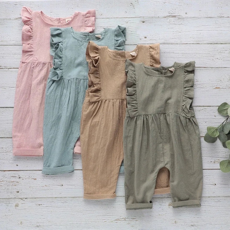 Ruffled sleeveless cotton dress romper - Hippo Boutique