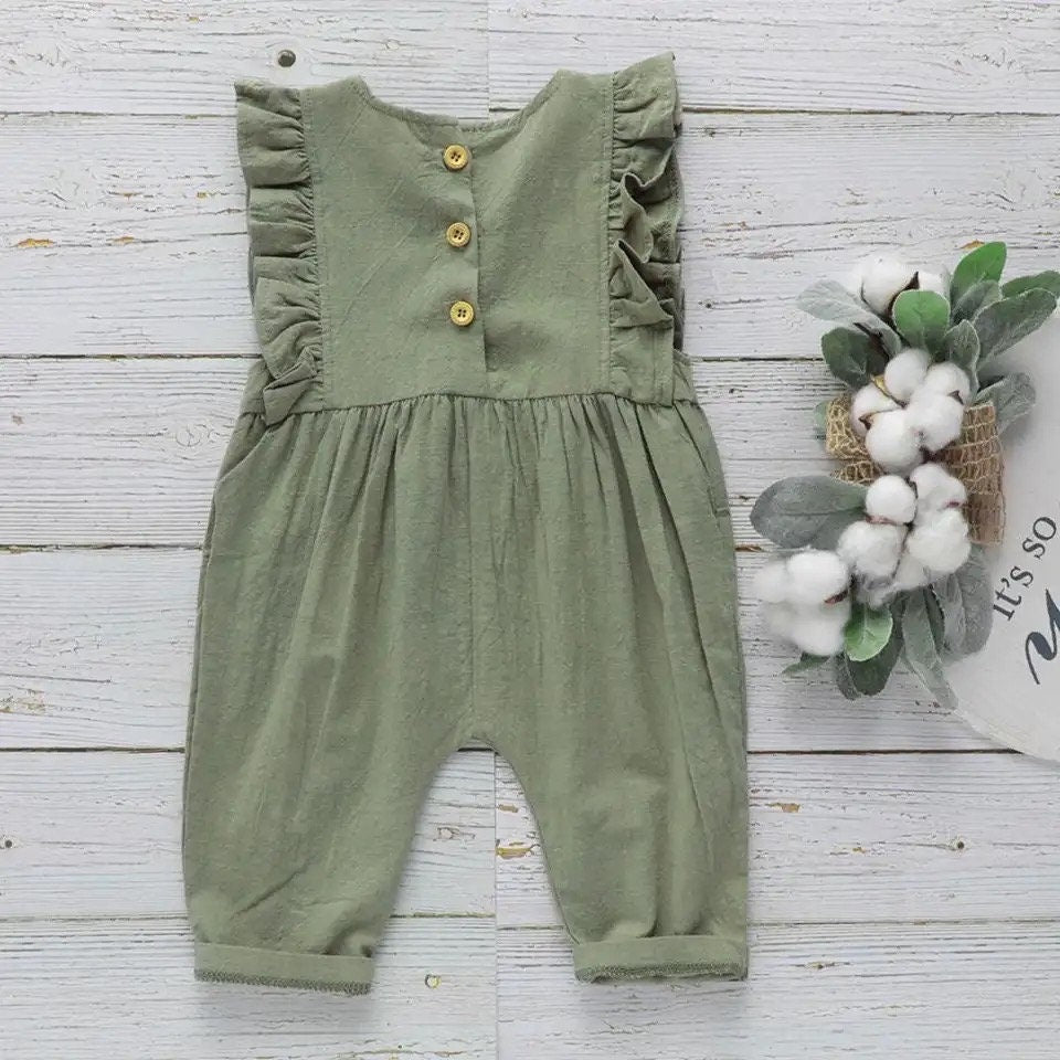 Ruffled sleeveless cotton dress romper - Hippo Boutique
