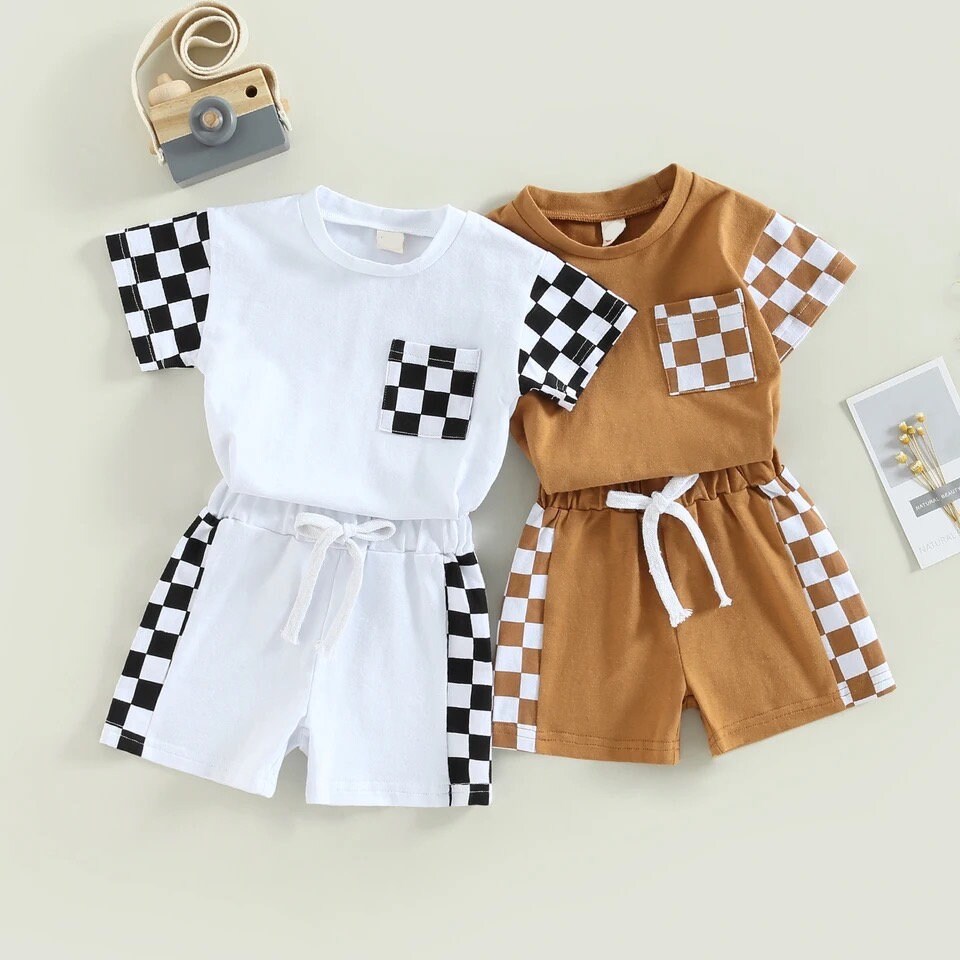 Baby And kids Checkered Clothing set Toddler Clothes, outfit, shirt, pants, summer, infant, outfit, summer, cotton, tshirt, newborn