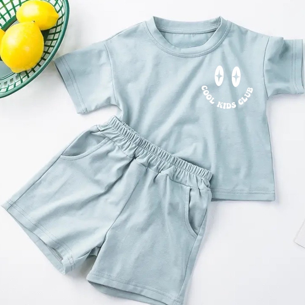 Baby toddler 100% cotton Summer retro smiley Clothing set, outfit, shirt, shorts, baby boy, baby clothes, baby shower, gift, baby boy girl