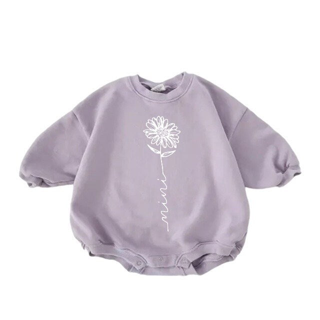 Baby mini flower Oversized Sweatshirt Romper/baby clothes/baby sweatshirt/bubble/baby sweater/baby gift/onesie/shower, baby girl, infant