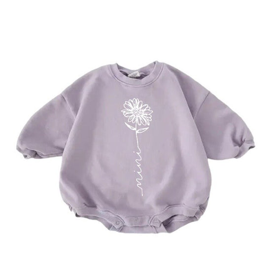 Baby mini flower Oversized Sweatshirt Romper/baby clothes/baby sweatshirt/bubble/baby sweater/baby gift/onesie/shower, baby girl, infant