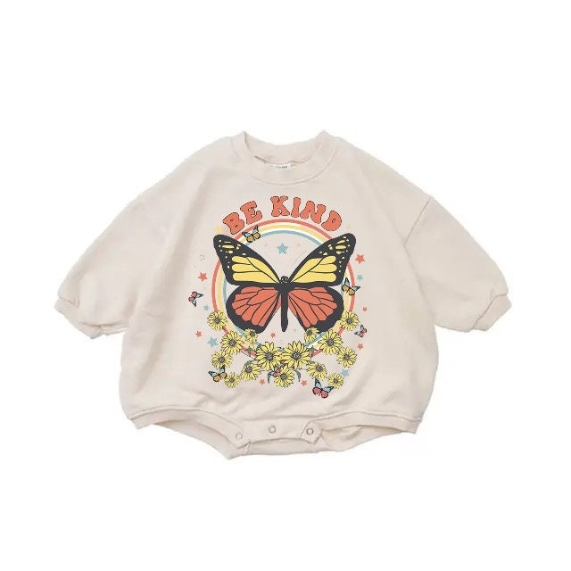 Baby boho butterfly Oversized Sweatshirt Romper/baby clothes/baby sweatshirt/bubble/baby sweater/baby gift/onesie/shower, baby girl, infant