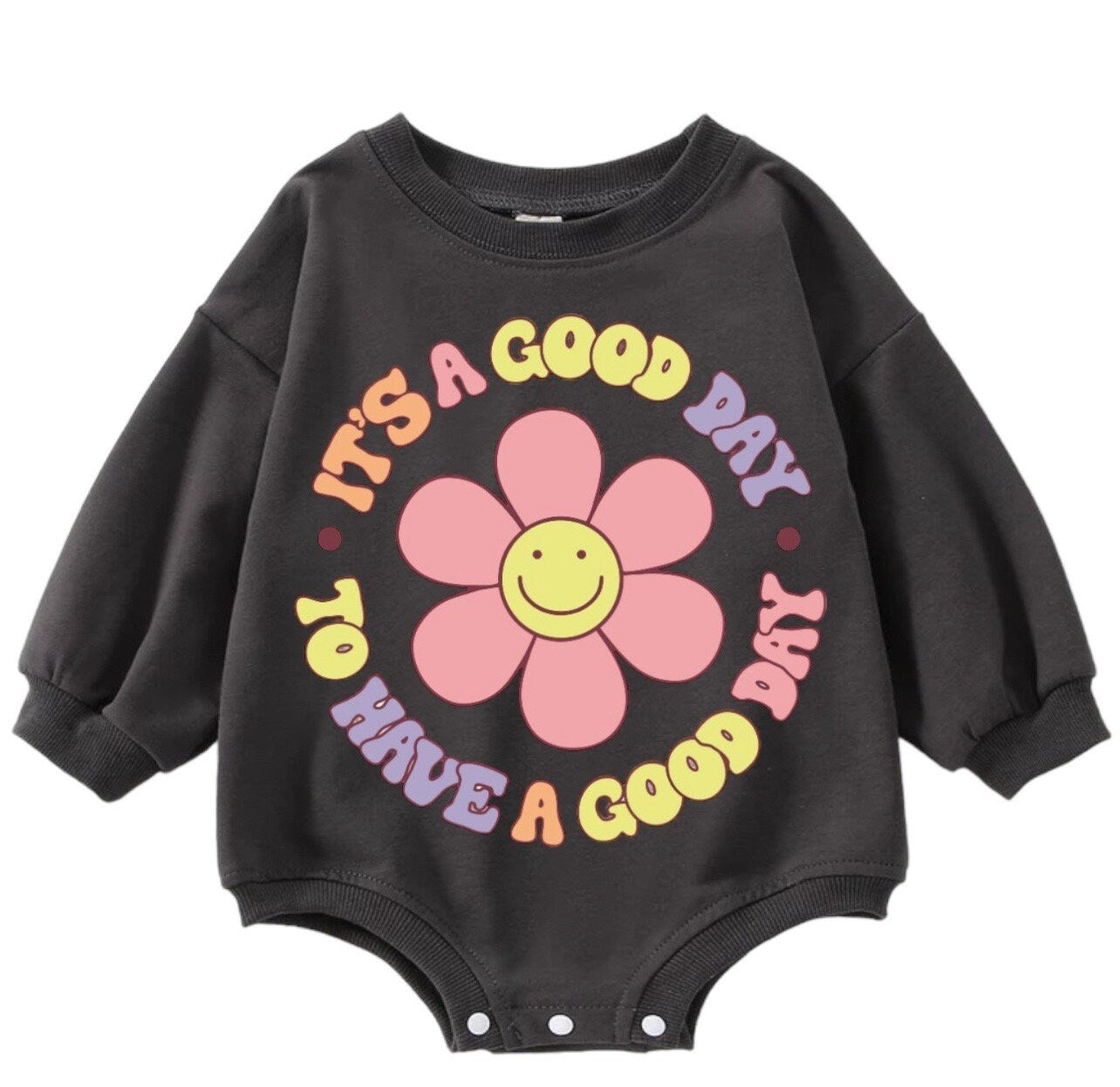 Baby & toddler good day retro Oversized SWEATSHIRT Romper bodysuit/baby clothes/baby sweatshirt/bubble/baby gift/onesie/daisy/baby girl boy