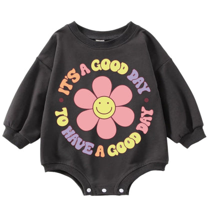 Baby & toddler good day retro Oversized SWEATSHIRT Romper bodysuit/baby clothes/baby sweatshirt/bubble/baby gift/onesie/daisy/baby girl boy