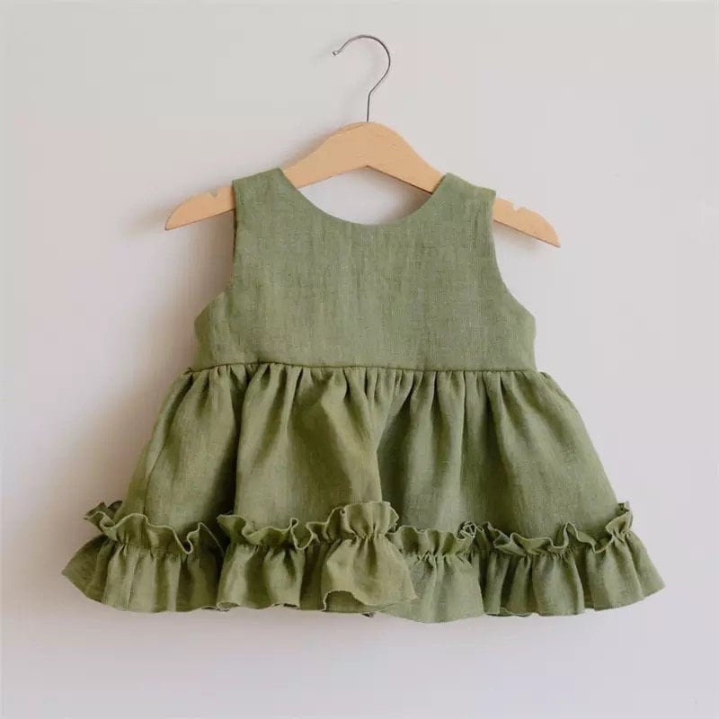 Sleeveless Cotton ruffled Baby girl dress + shorts outfit | Toddler Clothes| set | dress | summer | infant | girl gift | newborn | shower |