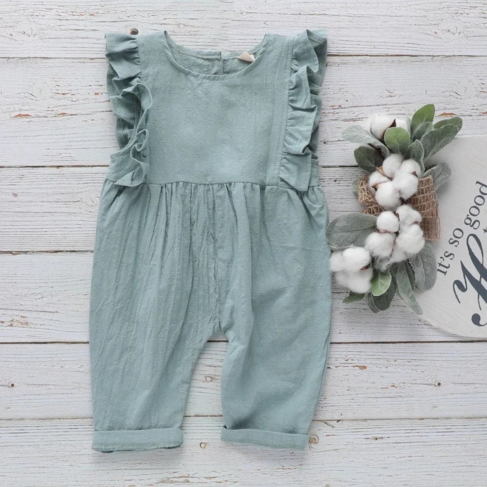 Ruffled sleeveless cotton dress romper - Hippo Boutique
