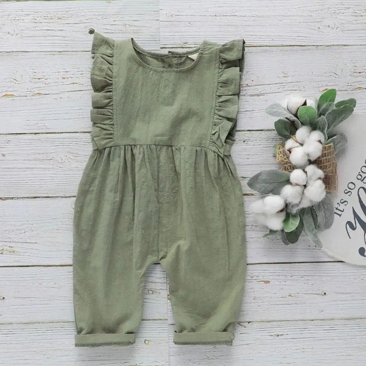 Ruffled sleeveless cotton dress romper - Hippo Boutique