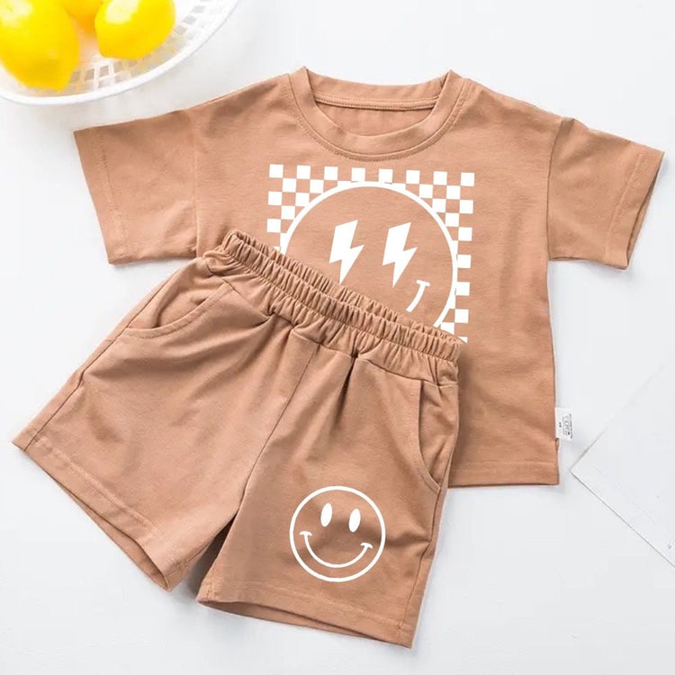 Baby toddler 100% cotton Summer retro smiley Clothing set, outfit, shirt, shorts, baby boy, baby clothes, baby shower, gift, baby boy, retro