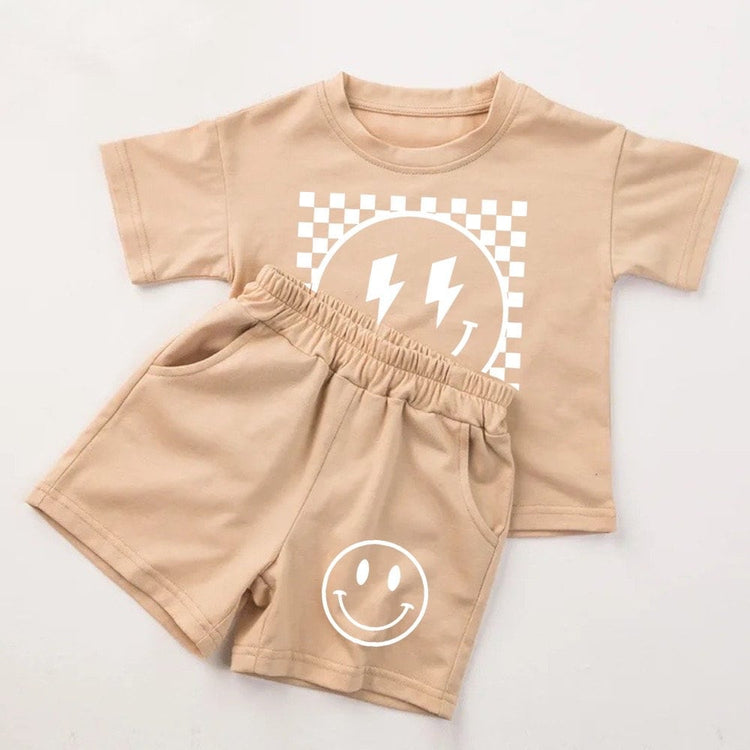 Baby toddler 100% cotton Summer retro smiley Clothing set, outfit, shirt, shorts, baby boy, baby clothes, baby shower, gift, baby boy, retro