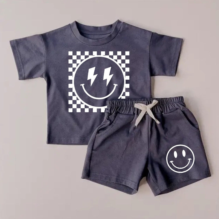Baby toddler 100% cotton Summer retro smiley Clothing set, outfit, shirt, shorts, baby boy, baby clothes, baby shower, gift, baby boy, retro
