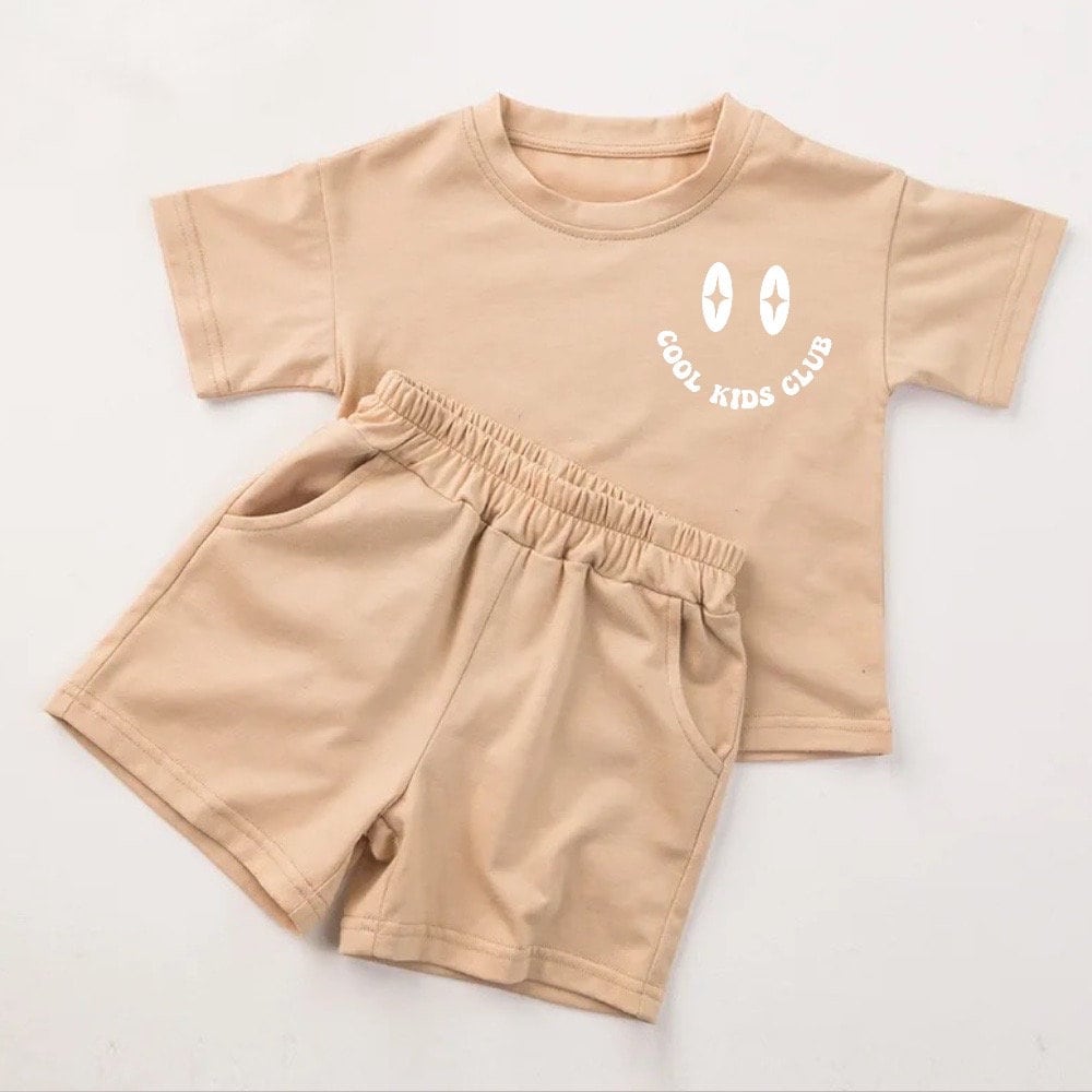 Baby toddler 100% cotton Summer retro smiley Clothing set, outfit, shirt, shorts, baby boy, baby clothes, baby shower, gift, baby boy girl