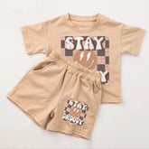 Baby toddler 100% cotton retro stay groovy Clothing set, outfit, shirt, shorts, baby boy, baby clothes, baby shower, gift, baby boy, retro