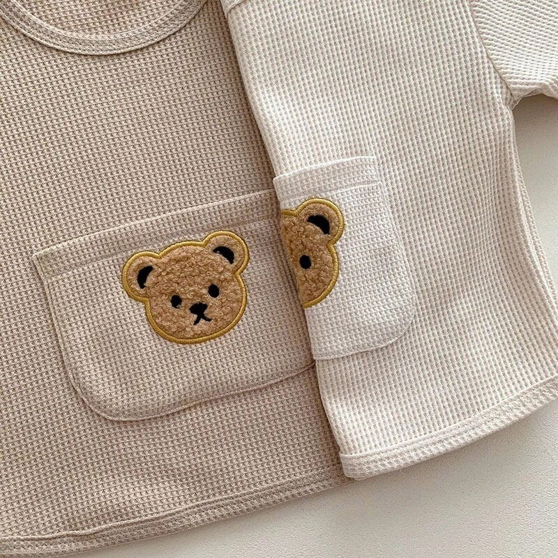 Waffle Knit Bear Baby t-shirt & shorts outfit set