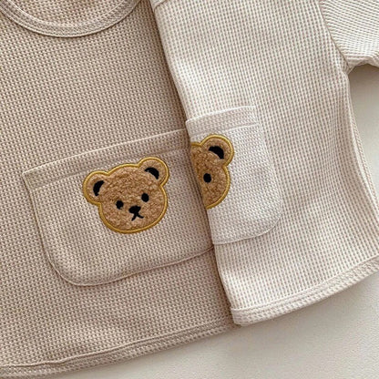 Waffle Knit Bear Baby t-shirt & shorts outfit set