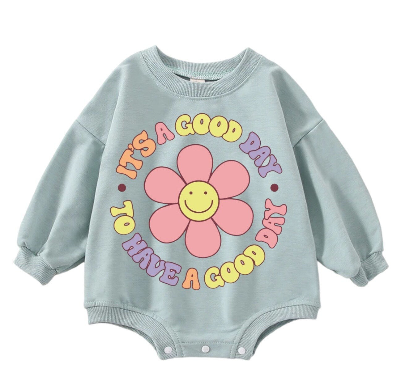 Baby & toddler good day retro Oversized SWEATSHIRT Romper bodysuit/baby clothes/baby sweatshirt/bubble/baby gift/onesie/daisy/baby girl boy