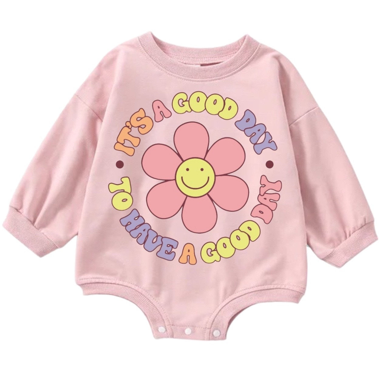 Baby & toddler good day retro Oversized SWEATSHIRT Romper bodysuit/baby clothes/baby sweatshirt/bubble/baby gift/onesie/daisy/baby girl boy