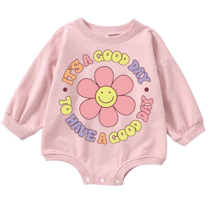 Baby & toddler good day retro Oversized SWEATSHIRT Romper bodysuit/baby clothes/baby sweatshirt/bubble/baby gift/onesie/daisy/baby girl boy