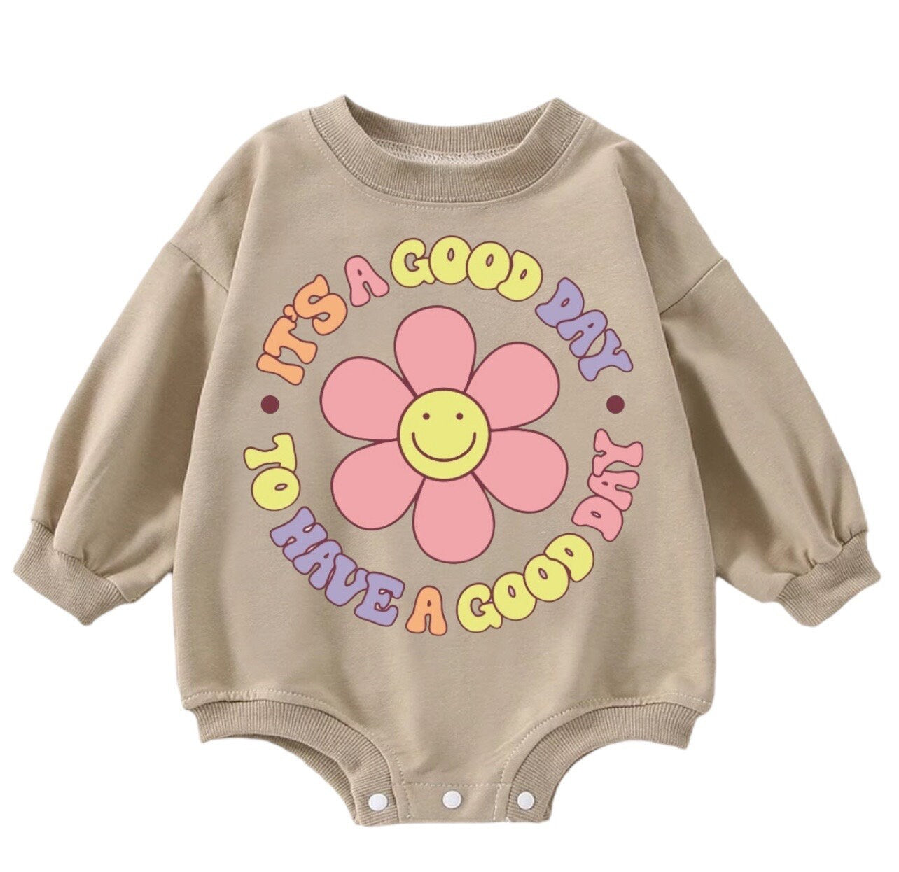 Baby & toddler good day retro Oversized SWEATSHIRT Romper bodysuit/baby clothes/baby sweatshirt/bubble/baby gift/onesie/daisy/baby girl boy