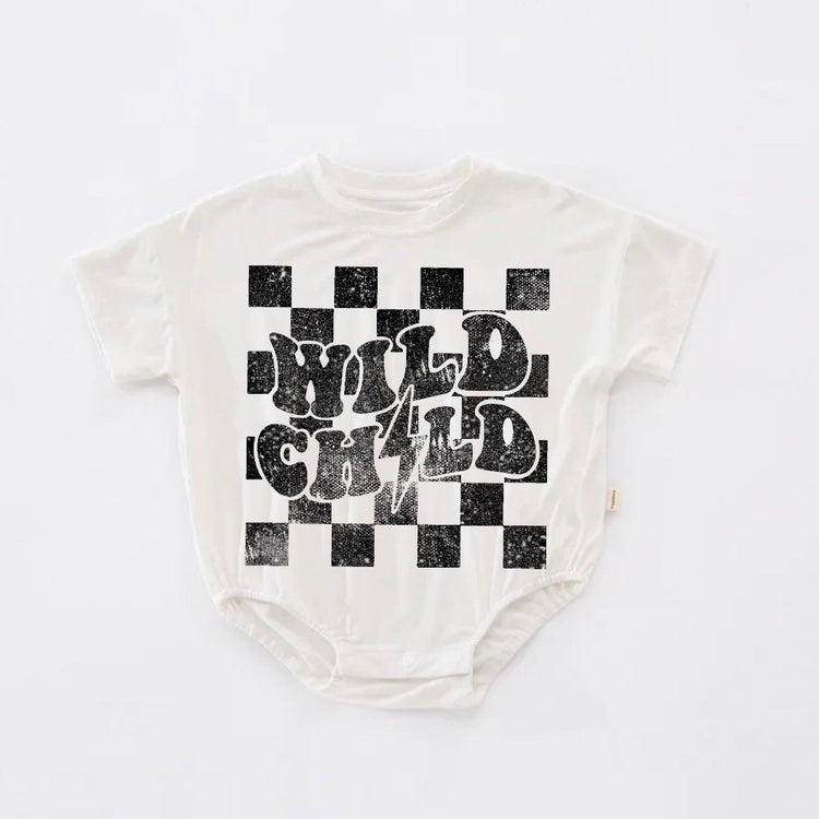Wild Child Retro summer spring baby t-shirt bubble ROMPER jumpsuit / baby girl  onesie baby boy baby birthday baby shower gift infant