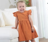 Ruffled sleeveless open back cotton linen baby girl dress / baby clothes / toddler / baby gift / baby shower / infant / baby 1st birthday