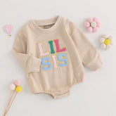 Embroidered Big Sis baby girl sweatshirt and lil sis baby girl sweatshirt romper / baby clothes / toddler / sister / baby gift / shower