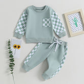 Checkered Baby boy Clothing set with pants and sweatshirt