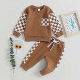 Checkered Baby boy Clothing set with pants and sweatshirt