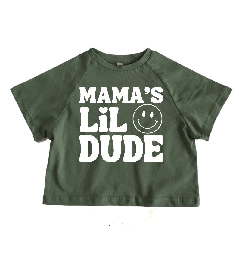 Retro mamas little dude Baby boy and toddler oversized T-SHIRTS | GRAPHIC TEE | summer | baby gift | smiley | birthday | Crewneck | shower