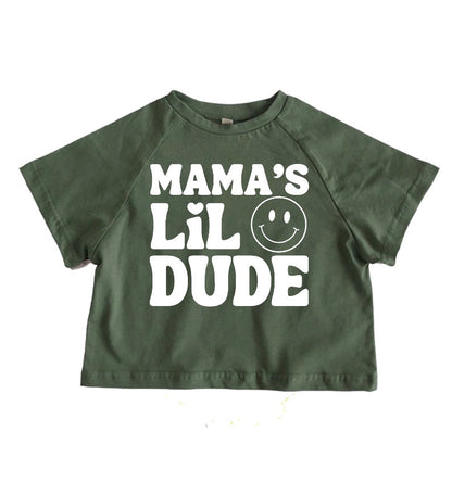 Retro mamas little dude Baby boy and toddler oversized T-SHIRTS | GRAPHIC TEE | summer | baby gift | smiley | birthday | Crewneck | shower