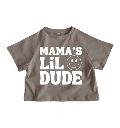 Retro mamas little dude Baby boy and toddler oversized T-SHIRTS | GRAPHIC TEE | summer | baby gift | smiley | birthday | Crewneck | shower