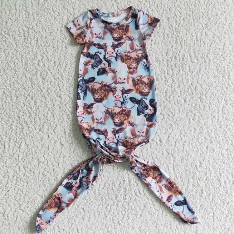 Highland Cow Newborn Baby Swaddle Blanket knot gown Bodysuit | baby girl gift | baby boy | headband | baby shower | neutral baby | handmade