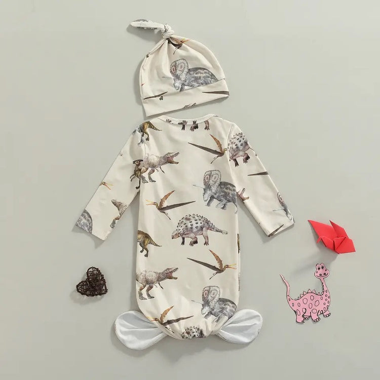 Dinosaur Newborn Baby Swaddle Blanket Wrap Bodysuit + hat | baby girl gift | announcement | baby shower | knot gown | handmade | outfit |
