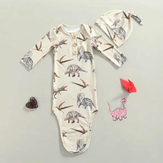 Dinosaur Newborn Baby Swaddle Blanket Wrap Bodysuit + hat | baby girl gift | announcement | baby shower | knot gown | handmade | outfit |