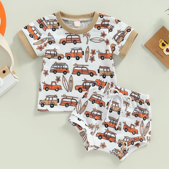 Baby Boy Clothes Outfit, Baby Boys Toddler surf jeep Print Short Sleeve Shirt Shorts Set | Toddler Boy Clothing | baby boy gift | infant