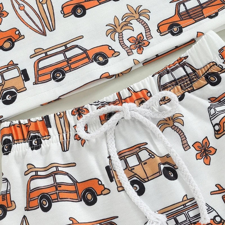 Baby Boy Clothes Outfit, Baby Boys Toddler surf jeep Print Short Sleeve Shirt Shorts Set | Toddler Boy Clothing | baby boy gift | infant