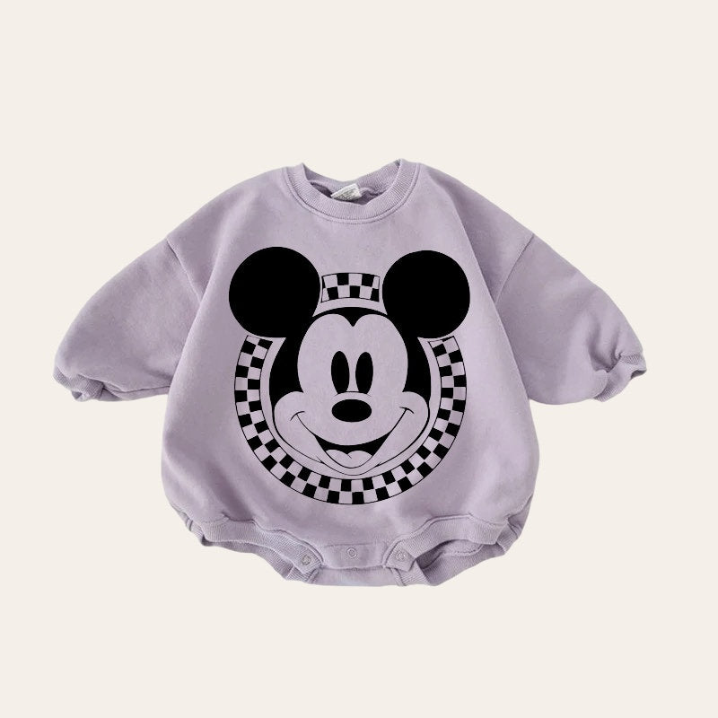 Mickey and Minnie baby Oversized Sweatshirt Romper / baby clothes / baby girl boy / newborn / infant / gift / bubble onesie / shower / crew
