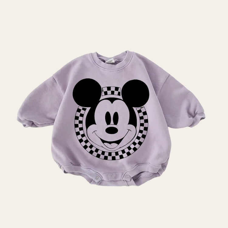 Mickey and Minnie baby Oversized Sweatshirt Romper / baby clothes / baby girl boy / newborn / infant / gift / bubble onesie / shower / crew