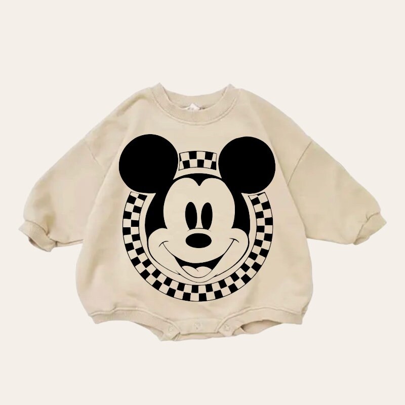 Mickey and Minnie baby Oversized Sweatshirt Romper / baby clothes / baby girl boy / newborn / infant / gift / bubble onesie / shower / crew