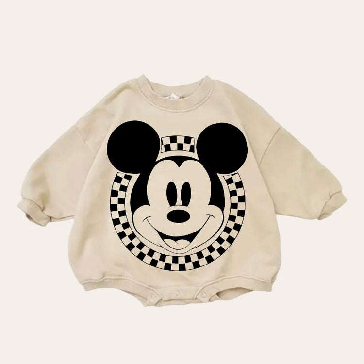 Mickey and Minnie baby Oversized Sweatshirt Romper / baby clothes / baby girl boy / newborn / infant / gift / bubble onesie / shower / crew