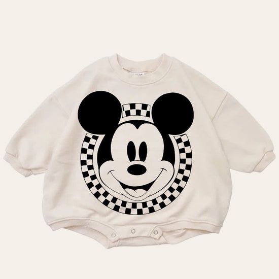 Mickey and Minnie baby Oversized Sweatshirt Romper / baby clothes / baby girl boy / newborn / infant / gift / bubble onesie / shower / crew
